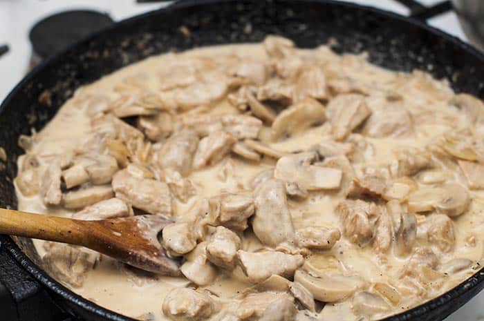 creamy pig winter recipe with mushrooms